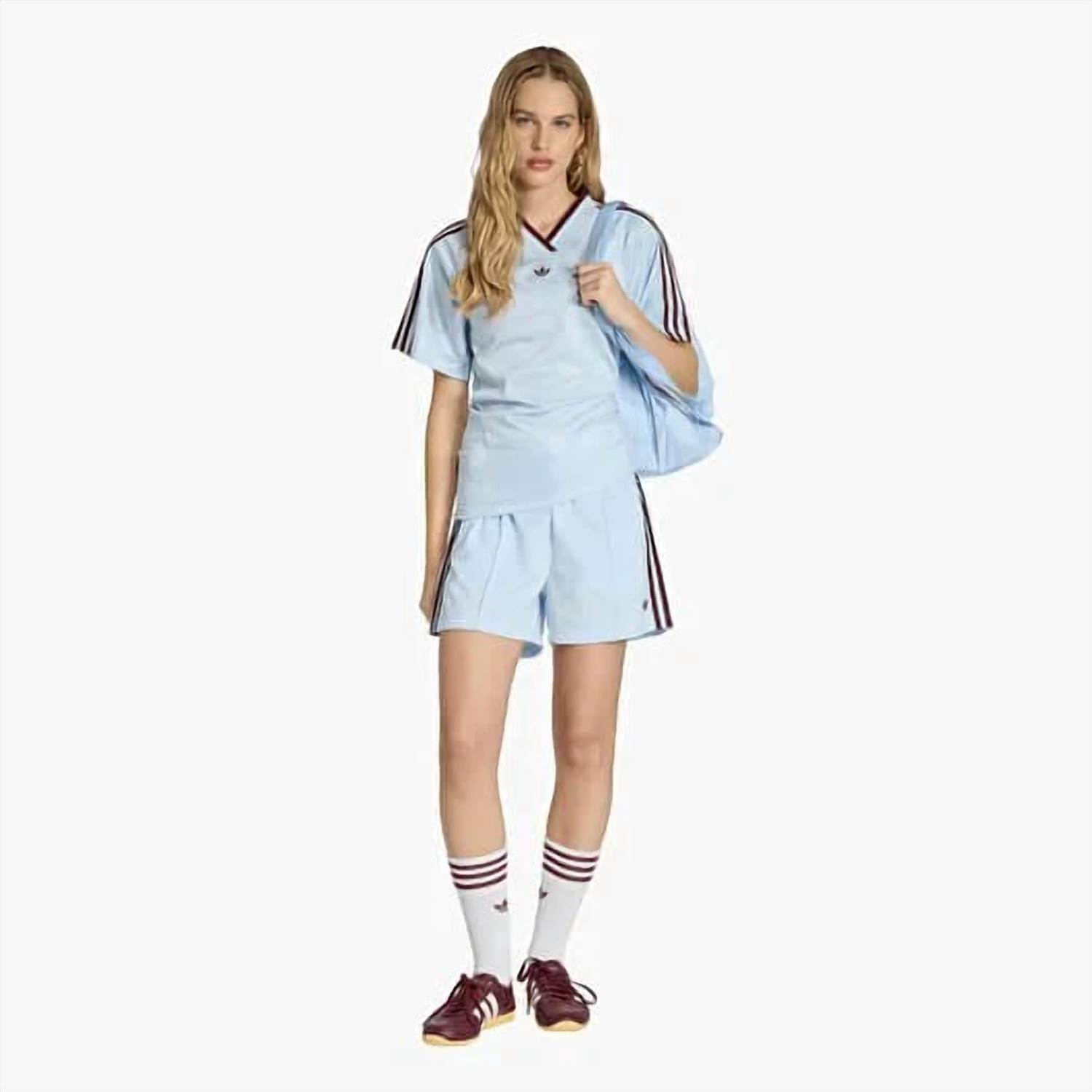 New Adidas Rouched Football Jersey In Light Blue